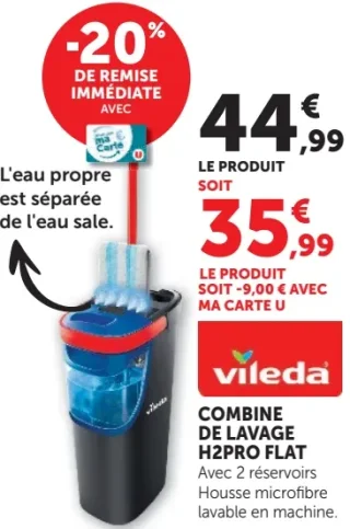 vileda COMBINE DE LAVAGE H2PRO FLAT