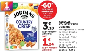 Céréales Country Crisp Jordans Mélange de noix ou 4 baies