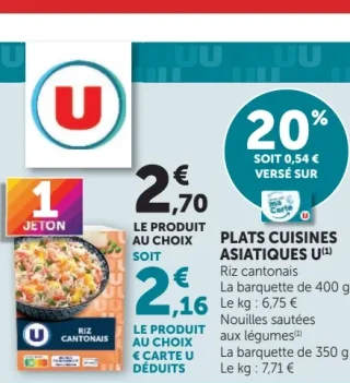 Plats cuisines asiatiques U