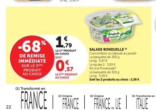 Salade Bonduelle (Concombres, taboulé ou riz)