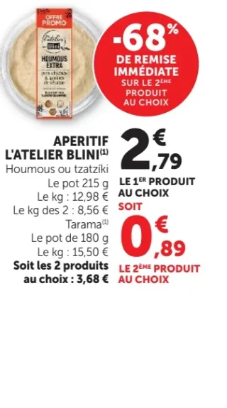 Apéritif L'Atelier Blini (Houmous, tzatziki ou Tarama)