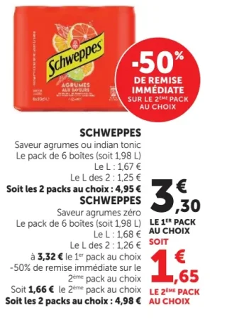 Schweppes Saveur Agrumes ou Indian Tonic