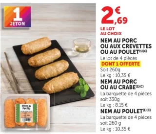 Nem au porc ou aux crevettes ou au poulet Agis