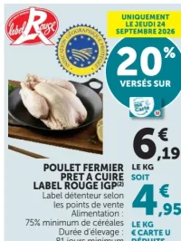 Poulet fermier prêt à cuire label rouge IGP
