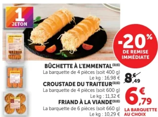 Bûchette à l'emmental, Croustade du traiteur ou Friand à la viande