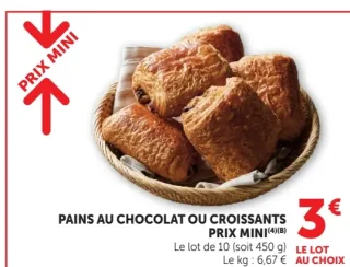 Pains au chocolat ou croissants Prix Mini
