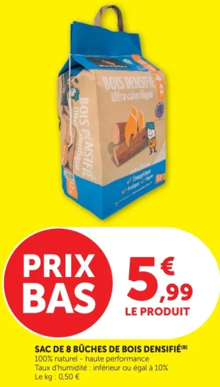 SAC DE 8 BÛCHES DE BOIS DENSIFÉ