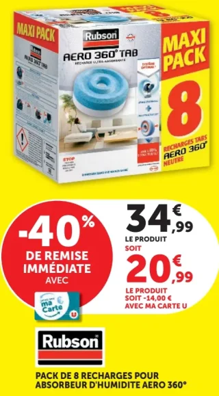 Pack de 8 recharges pour absorbeur d'humidité Aero 360° Rubson