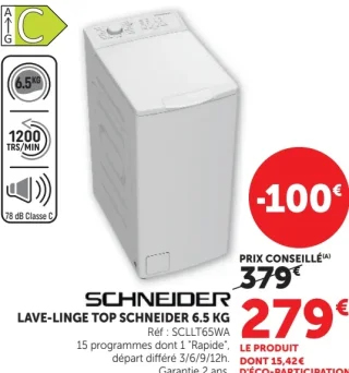 Lave-linge top SCHNEIDER SCLLT65WA