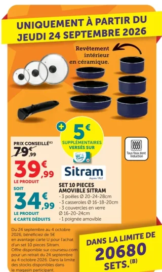 Set 10 pièces amovible Sitram