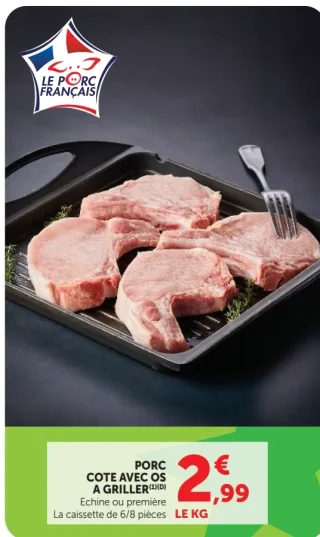 Porc côte avec os à griller échine ou première