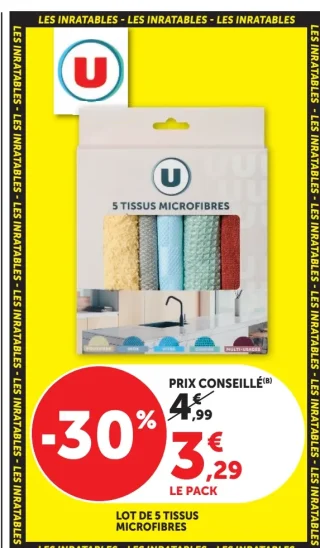 LOT DE 5 TISSUS MICROFIBRES U