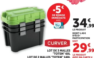 Lot de 3 malles "TOTEM" 60L / Lot de 2 malles "TOTEM" 140L Curver