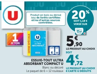 Essuie-tout ultra absorbant compact U