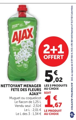 NETTOYANT MENAGER FETE DES FLEURS AJAX