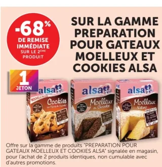 Gamme Préparation pour Gâteaux Moelleux et Cookies Alsa