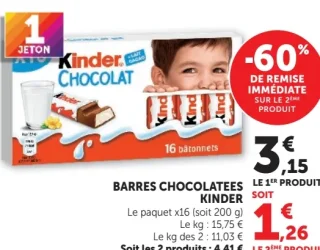 Barres Chocolatées Kinder Chocolat