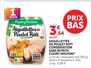 Aiguillettes de Poulet Rôti Conservation sans nitrite Fleury Michon