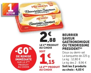 Beurrier Saveur Gastronomique ou Tendrissime Président