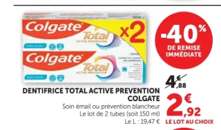 Dentifrice Total Active Prevention Colgate
