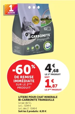 Litière pour chat minérale Bi-Carbonite Tranquille