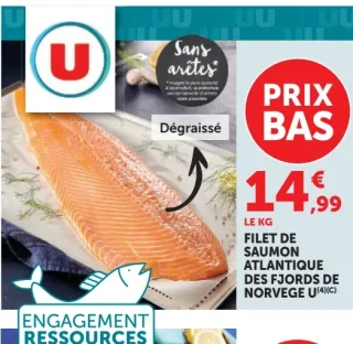 Filet de saumon atlantique des fjords de Norvège U sans arêtes dégraissé