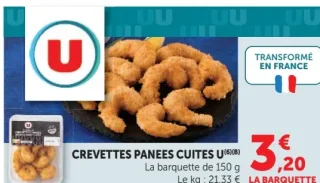 Crevettes panées cuites U