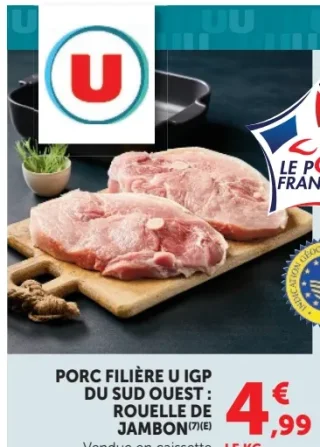 Rouelle de jambon Porc Filière U IGP du Sud Ouest