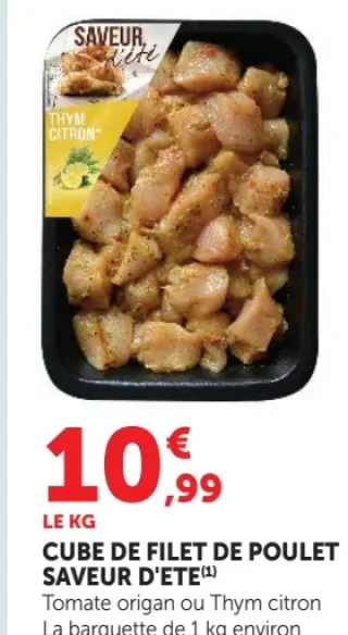 Cube de filet de poulet Saveur d'Été