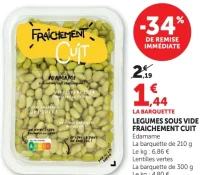 Légumes sous vide Fraîchement Cuit (Edamame, Lentilles vertes)
