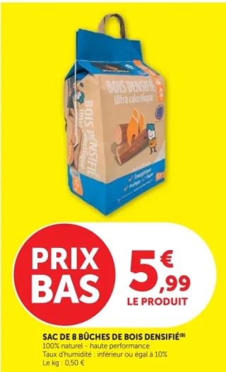 Sac de 8 bûches de bois densifié