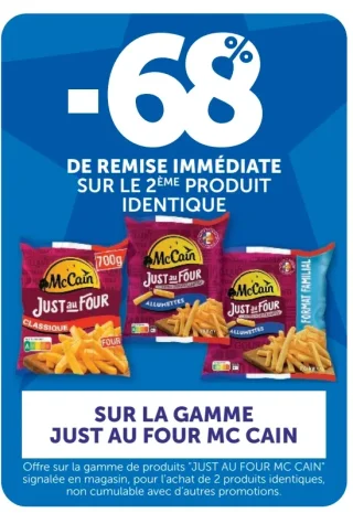 Sur la gamme Just au Four Mc Cain