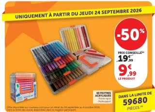 60 feutres acryliques pointe ogive