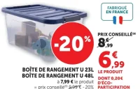 Boîte de rangement U 23L