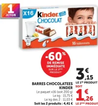 Barres chocolatées Kinder Chocolat