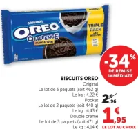 Biscuits Oreo Original, Pocket ou Double crème