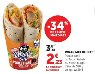 Wrap Mix Buffet Poulet pané ou façon kebab ou façon burger