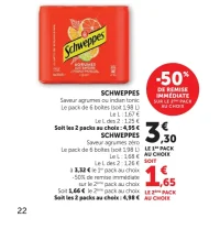 Schweppes Saveur agrumes ou indian tonic ou agrumes zéro