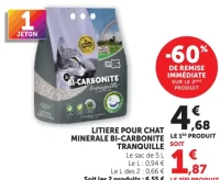 Litiere pour chat minerale Bi-carbonite Tranquille