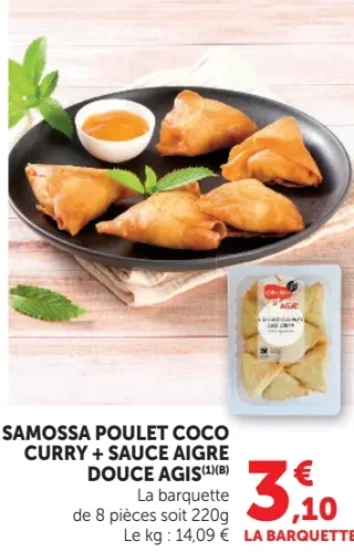 SAMOSSA POULET COCO CURRY + SAUCE AIGRE DOUCE AGIS