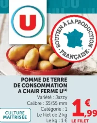 Pomme de terre de consommation à chair ferme U Jazzy