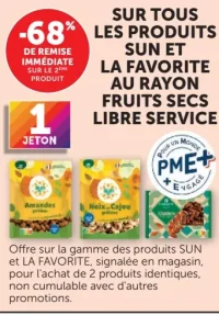 Produits Sun et La Favorite au rayon fruits secs