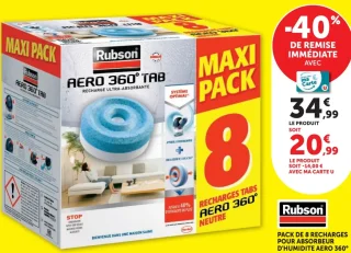 Rubson Aero 360° Neutre Pack de 8 recharges pour absorbeur d'humidité