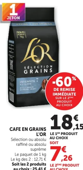 Café en grains L'Or Sélection, absolu raffiné ou absolu suprême