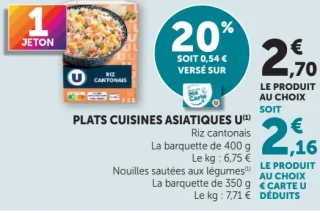 PLATS CUISINES ASIATIQUES U Riz cantonais ou Nouilles sautées aux légumes