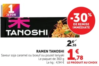 RAMEN TANOSHI Saveur soja caramel ou boeuf ou poulet teriyaki