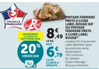 Pintade Fermiére label rouge IGP ou Pintade Fermiere prete a cuire label rouge