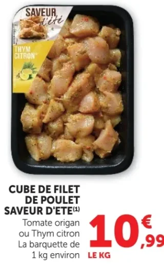Cube de filet de poulet Saveur d'Eté Tomate origan ou Thym citron