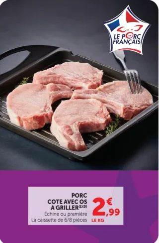 Côte de porc avec os à griller