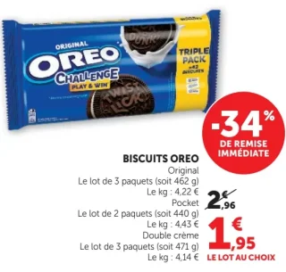Biscuits Oreo Original, Pocket ou Double crème